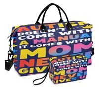 Set di borsone da viaggio con stampa all-over | Multi tasche grande capacità per sport e palestra autismo non viene fornito con un manuale viene fornito con una mamma (2)