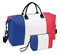 Set di borsone da viaggio e palestra, con stampa su tutta la superficie, multi tasche, facile da riporre per i viaggi, Bandiera di Saint Barthélemy, one size, Retro