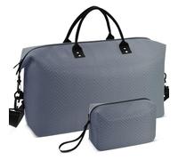 Set di borsone da viaggio e palestra, con tasche multiple trapuntate ad ultrasuoni, grande capacità per riporre tutti i giorni, Blu Grigio Gradiente, one size, Retro