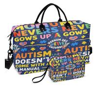 Set di borsone da viaggio trapuntato stampato su tutta la superficie | Con piccolo sacchetto portatile per articoli da toeletta Organizer autismo non viene fornito con un manuale viene fornito con