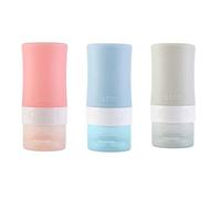 Set di bottiglie da viaggio in silicone da 3 pezzi Contenitori da viaggio comprimibili a tenuta stagna riutilizzabili da 38 ml per lozione shampoo liquido