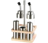 Set di bottiglie per condimenti con scatola per stuzzicadenti, fiale in acciaio inox per organizzare il bancone della cucina