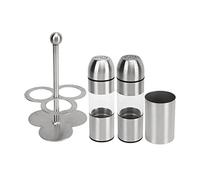Set di bottiglie per condimenti in acciaio inossidabile Contenitori per sale e pepe antiruggine dal design elegante con coperchio a scatto per tavolo da pranzo da (Bottiglia di condimento X 2, tazza