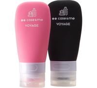 Set di bottigliette SBS in silicone da viaggio, nero e rosa