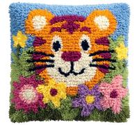Set di bottoni fai da te per cuscini e tappeti, kit di ganci per lavori a mano, punto croce, 43 x 43 cm, decorazioni per la casa e idee regalo per adulti e bambini, tigre dei cartoni animati