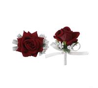 Set di bouquet da sposa e bouquet da polso in seta artificiale, braccialetto per damigelle d'onore, ballo di fine anno, addio al nubilato, decorazione per feste, elegante spilla floreale per sposa e