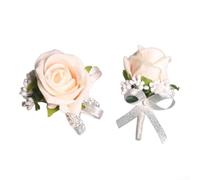 Set di bouquet da sposa e bouquet da polso in seta artificiale, braccialetto per damigelle d'onore, ballo di fine anno, addio al nubilato, decorazione per feste, elegante spilla floreale per sposa
