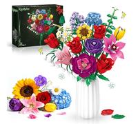Set di bouquet di fiori per adulti, collezione botanica, giocattolo con rose, girasole per ragazze, pianta artificiale, decorazione per casa e ufficio, regali per San Valentino, compleanni, festa