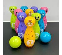 Set di bowling per bambini - Adatto per il gioco al chiuso e all'aperto; Confezionato in una scatola regalo; Include 10 birilli e 2 palle; Un regalo di compleanno ideale per bambini e bambine dai 3 an