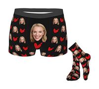 Set di Boxer e Calzini Personalizzati da Uomo con Foto Personalizzato con Faccia di Moglie Fidanzata per Uomini Fidanzato Mutande Calzino con Foto Divertenti per i Regali Personalizzati per Natale