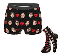 Set di Boxer e Calzini Personalizzati da Uomo con Foto Personalizzato con Faccia di Moglie Fidanzata per Uomini Fidanzato Mutande Calzino con Foto Divertenti per i Regali Personalizzati per Natale