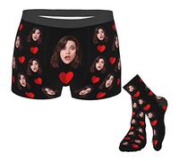 Set di Boxer e Calzini Personalizzati da Uomo con Foto Personalizzato con Faccia di Moglie Fidanzata per Uomini Fidanzato Mutande Calzino con Foto Divertenti per i Regali Personalizzati per Natale