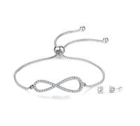 Set di bracciale e orecchini MGJ™ Infinity da donna con cristalli Swarovski - Include biglietto di auguri natalizio, scatola regalo bianca e sacchetto - Gioielli ipoallergenici per lei