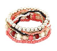 Set di braccialetti colorati con perline dolci è il braccialetto per amici, sorelle e ragazze, lascia che testimoni i tuoi orecchini pendenti in pelle per le donne, Misura unica, Metallo, Nessuna