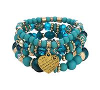Set di braccialetti con perline impilabili da donna e uomo, multistrato, multistrato, gioielli a goccia, orecchini a goccia per donne, Misura unica, Cristallo, Nessuna pietra preziosa