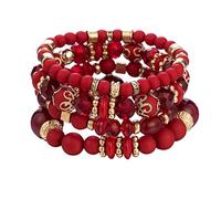 Set di braccialetti con perline impilabili da donna e uomo, multistrato, multistrato, gioielli a goccia, orecchini a goccia per donne, Misura unica, Cristallo, Nessuna pietra preziosa