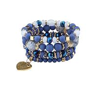Set di braccialetti con perline impilabili da donna e uomo, multistrato, multistrato, gioielli a goccia, orecchini a goccia per donne, Misura unica, Cristallo, Nessuna pietra preziosa