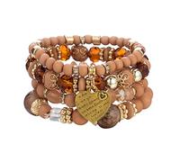 Set di braccialetti con perline impilabili da donna e uomo, multistrato, multistrato, gioielli a goccia, orecchini a goccia per donne, Misura unica, Cristallo, Nessuna pietra preziosa