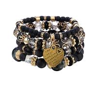 Set di braccialetti con perline impilabili da donna e uomo, multistrato, multistrato, gioielli a goccia, orecchini a goccia per donne, Misura unica, Cristallo, Nessuna pietra preziosa