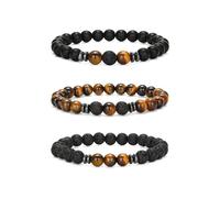 Set di braccialetti con perline in 3 pezzi per uomo e donna - Bracciale in pietra naturale - Bracciale elastico alla moda