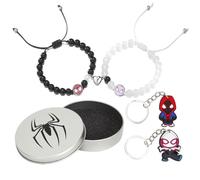 Set di braccialetti coordinati con ragno, braccialetti abbinati, braccialetti dell'amicizia con supereroi, portachiavi ragno, regali di gioielli per ragazze adolescenti Bestie Gf Bf, regali di