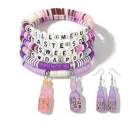 Set di braccialetti dell'amicizia coreana-pop, 6 braccialetti elasticizzati impilabili e 2 ciondoli a forma di bottiglia di soda, kit per braccialetti cantanti per fan della Corea, cosplay, accessori