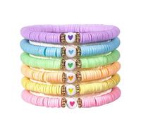 Set di braccialetti impilabili, braccialetti a forma di cuore bohémien, braccialetti 'amicizia, braccialetti 'amicizia, colorati a strati, per ragazze adolescenti, spiaggia, danza, festival