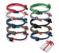 Set di braccialetti intrecciati da 10 pezzi per uomo donna, braccialetto da surf nautico colorato in corda marina per uomo uomo ragazzi, braccialetti regolabili fatti a mano in corda di corda blu navy