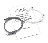 Set di braccialetti magnetici per coppie Attrazione reciproca Corda fatta a mano per 2 braccialetti intrecciati abbinati Voti di amore eterno Regalo di gioielli (Gray White)