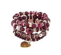 Set di braccialetti multistrati impilabili con perline multicolore e orecchini divertenti, Misura unica, Cristallo, Nessuna pietra preziosa