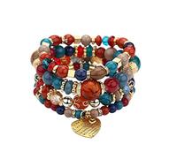 Set di braccialetti multistrati impilabili con perline multicolore e orecchini divertenti, Misura unica, Cristallo, Nessuna pietra preziosa