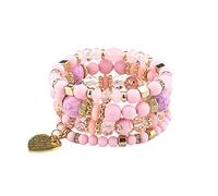 Set di braccialetti multistrati impilabili con perline multicolore e orecchini divertenti, Misura unica, Cristallo, Nessuna pietra preziosa