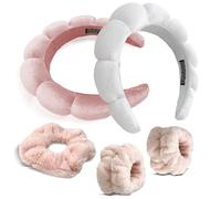 Set di braccialetti per capelli da donna, elastici per il trucco, assorbenti per la cura della pelle, lavaggio del viso, routine (nero e beige)