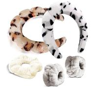 Set di braccialetti per capelli da donna, elastici per il trucco, assorbenti per la cura della pelle, lavaggio del viso, routine (nero e beige)