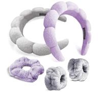 Set di braccialetti per capelli da donna, elastici per il trucco, assorbenti per la cura della pelle, lavaggio del viso, routine (nero e beige)