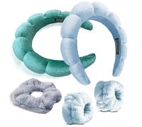 Set di braccialetti per capelli da donna, elastici per il trucco, assorbenti per la cura della pelle, lavaggio del viso, routine (nero e beige)