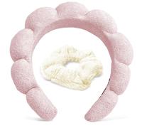 Set di braccialetti per capelli da donna, elastici per il trucco, assorbenti per la cura della pelle, lavaggio del viso, routine (nero e beige)