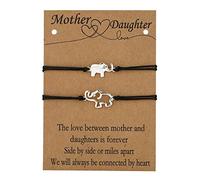 Set di braccialetti per carte di mamma, figlia, con strass, grande elefante, piccolo elefante, braccialetto con strass, adatto per mia figlia e mia madre, Taglia unica, Rame, Nessuna pietra preziosa