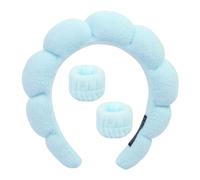 Set di braccialetti per il lavaggio del viso, fascia per capelli in spugna per il trucco della pelle da donna per lavare il viso, fascia per capelli imbottita in tessuto a bolle