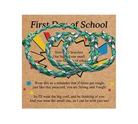 Set di braccialetti per il primo giorno di scuola per 2, coordinati mamma e me, madre figlio/figlia, asilo, paracord per il ritorno a scuola, regalo per mamma, ragazzi, ragazze, Senza pietra
