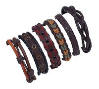 Set di Bracciali in Pelle da Uomo Bracciale Avvolgente Intrecciato a Mano Vintage, Bracciale da Ragazzo da 6 Pezzi per Riunioni Annuali di Pendolarismo