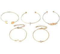 Set di bracciali Leaf Moon Open Cuff Bracciali Braccialetto impilabile in Lega Braccialetto Fantasy Accessori a Mano per Gioielli da Donna e Ragazza 5 PZ Fashion Design