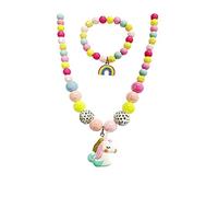 Set di bracciali per ragazze, con unicorno, arcobaleno, angelo, collana dell'amicizia, grazioso set di gioielli per principesse, Resina, Perla