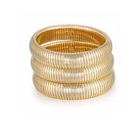 Set di Bracciali Rigidi da Donna, Bracciale da Donna con Catena un Serpente, Braccialetti Elasticizzati Placcati nel Rodio Oro