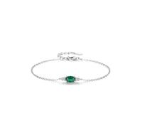 Set di bracelet, bracciale da donna, anello ovale con smeraldo da 0,5 carati e diamante oro bianco regali per le donne, 16+5CM, Oro bianco 18 carati, Smeraldo