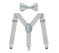 Set di bretelle per bambini con forma a Y elastica, regolabili con clip e papillon per ragazzi e ragazze, grigio., S