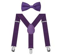 Set di bretelle per bambini con forma a Y elastica, regolabili con clip e papillon per ragazzi e ragazze, Lilla, S