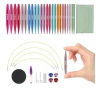 Set di Brevi Ferri Circolari Intercambiabili, Ferri Circolari Mini da 5 cm con Custodia e Accessori, 12 Diametri di Ferri da 3-8 mm, 4 Lunghezze Regolabili da 20-40 cm (12 Paia)