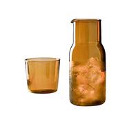 Set di Brocca e Tazza per L'acqua in Vetro da 2 Pezzi, Set di Caraffa per Acqua e Bicchiere Trasparente da Comodino, Set di Brocca in Vetro e Bicchiere per Acqua, Caraffa e Tazza per Servire(Marrone)