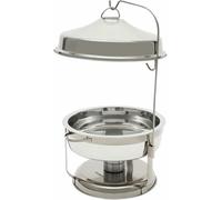 Set di buffet da piatto, set di piatti inossidabile set di piatti a buffet portatile buffet r round buffet r e scaldamani alimentare con coperchio in cima, padella rotonda per ristoranti, argento